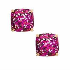 Kate Spade Pink Glitter Square Earrings